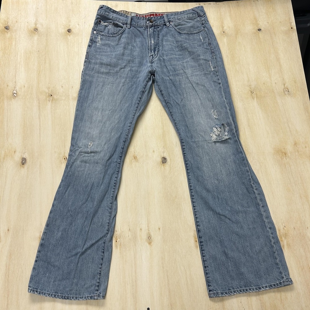 Vintage Y2K Unionbay Jeans Mens 36x34 Light Wash Blue Denim Bootcut Distressed